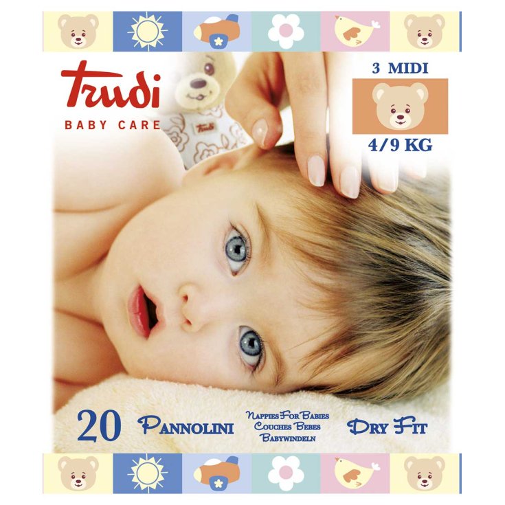 Couches Dry Fit Taille Midi 4/9kg Trudi Baby Care 20 Couches