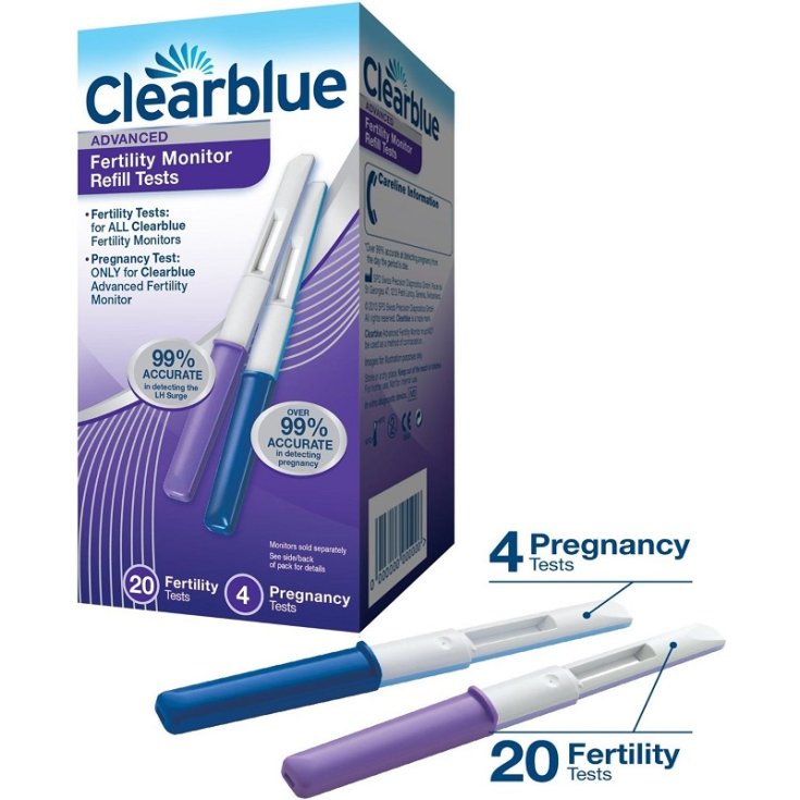 Clearblue® Advanced Fertility Monitor recharges 20 tests de fertilité + 4 tests de grossesse