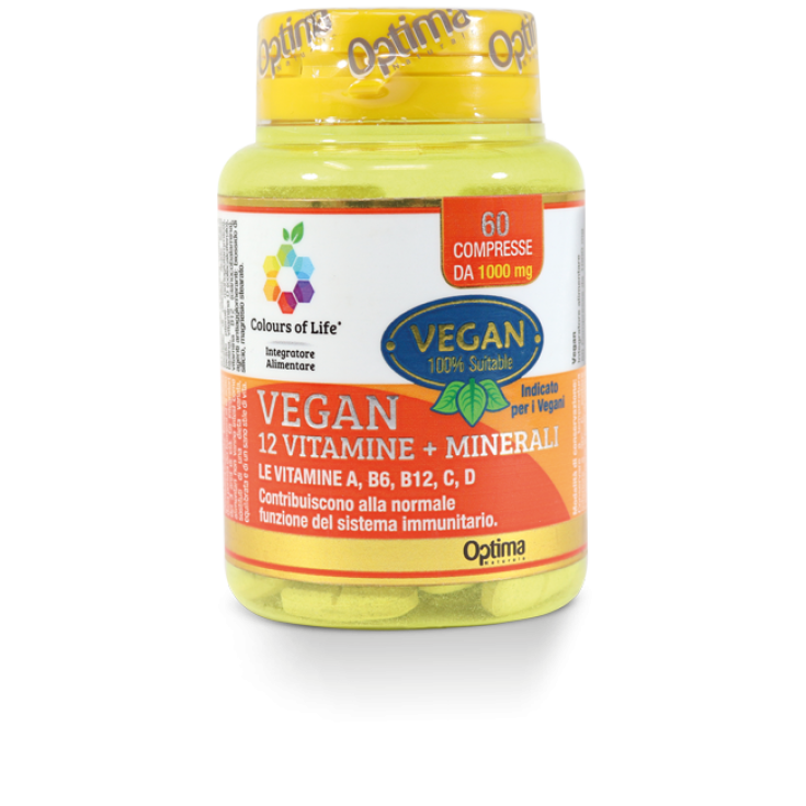 Vegan 12 Vitamines + Minéraux Colors Of Life® Optima Naturals 60 Comprimés