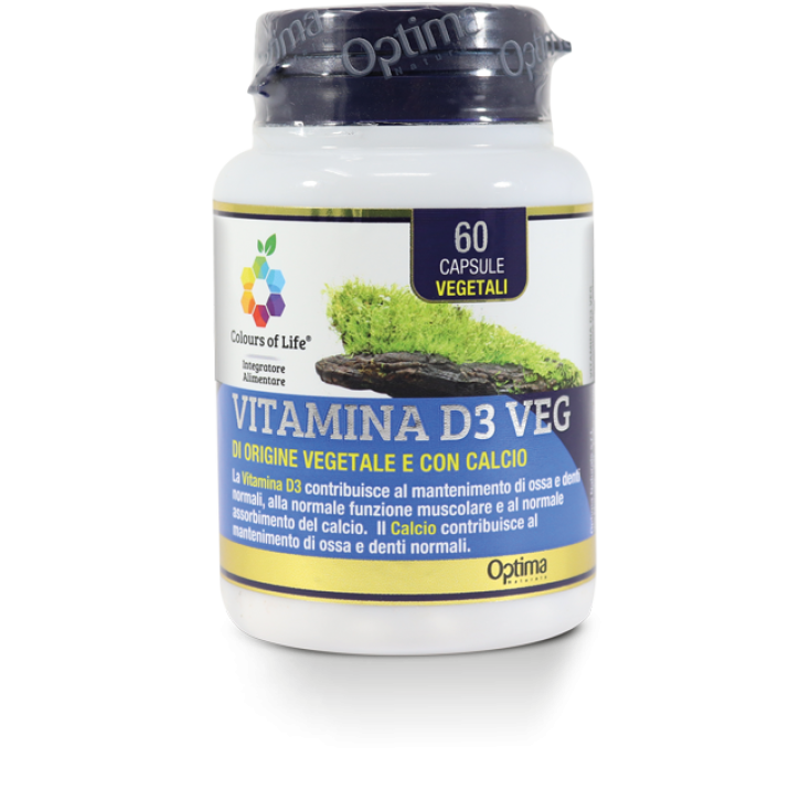 Vitamine D3 Végétale D'Origine Végétale Avec Calcium Colors Of Life® Optima Naturals 60 Gélules