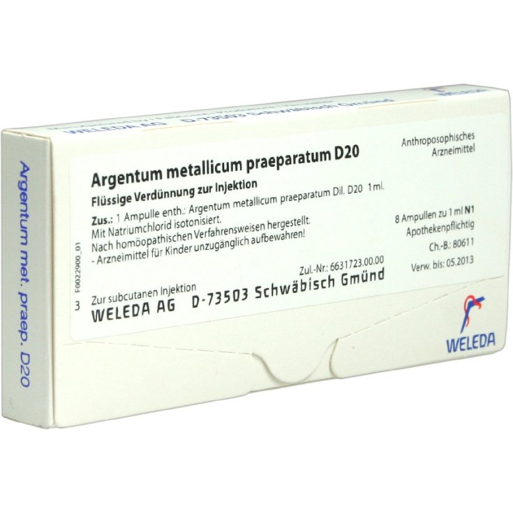 Argentum Metallicum Preparatum D20 Weleda 8 Ampoules de 1 ml