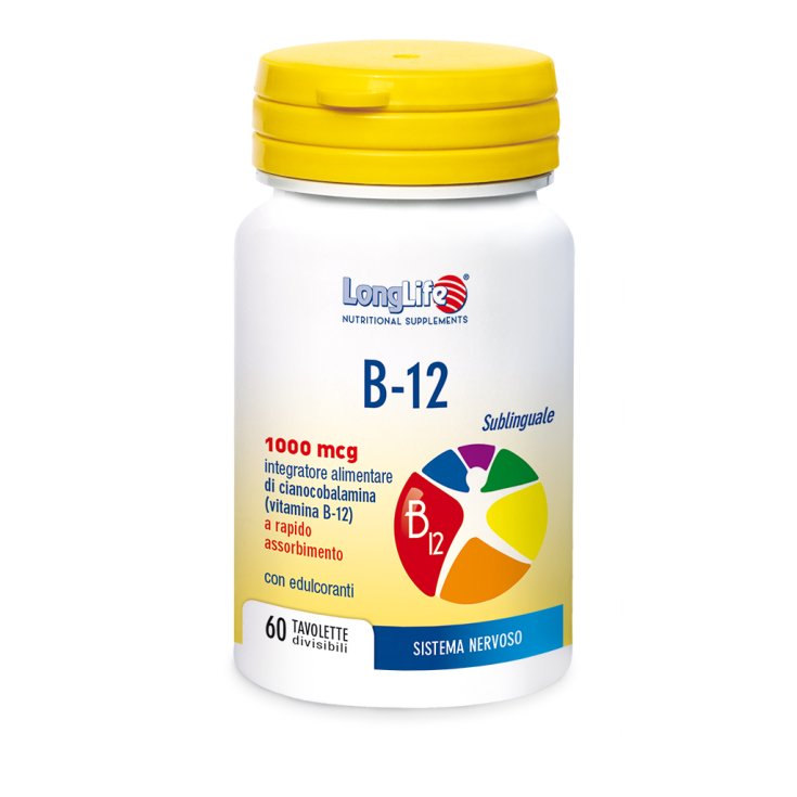 B-12 Sublingual 1000mcg Longlife 60 Comprimés Divisibles