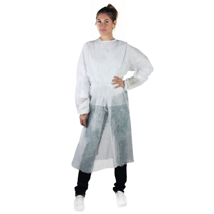 ROBE DE VISITEUR AVEC POIGNET ÉLASTIQUE TNT BLANC Bhealthy