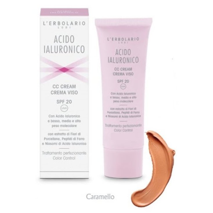 CC Crème Visage SPF20 Acide Hyaluronique L'Erbolario Caramel.