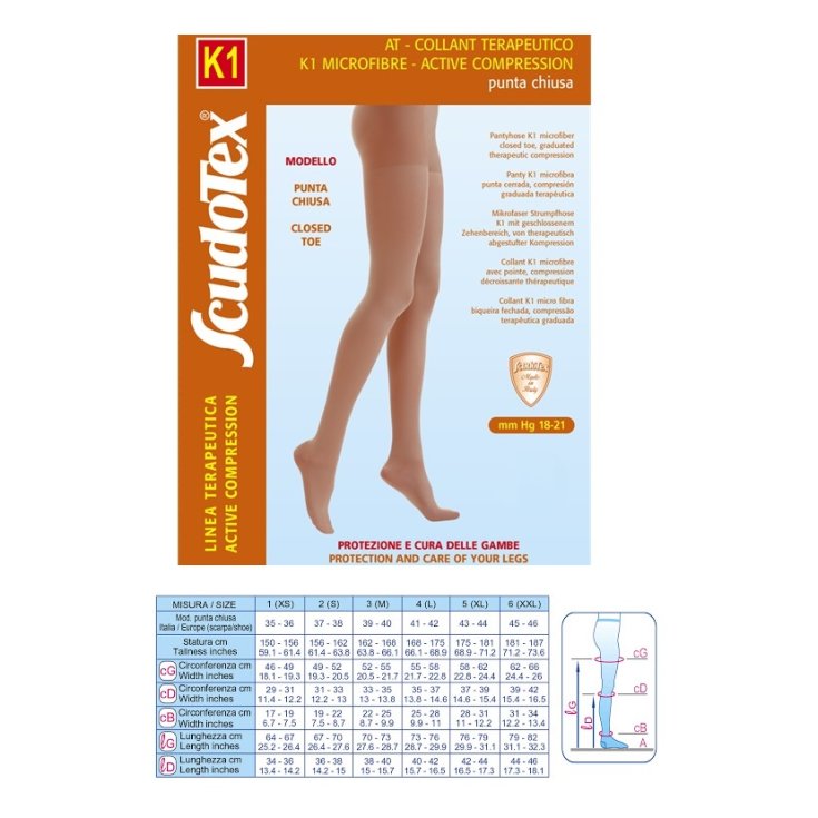 K1 Collant microfibre bout fermé ScudoTex Beige Taille 2