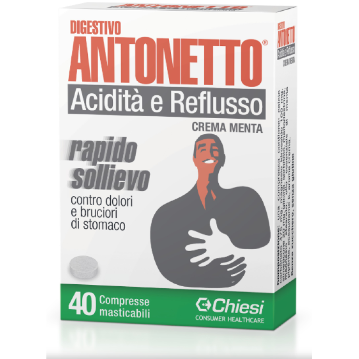 Digestivo® Antonetto Acidité Et Reflux Crème De Menthe Chiesi 40 Comprimés À Croquer