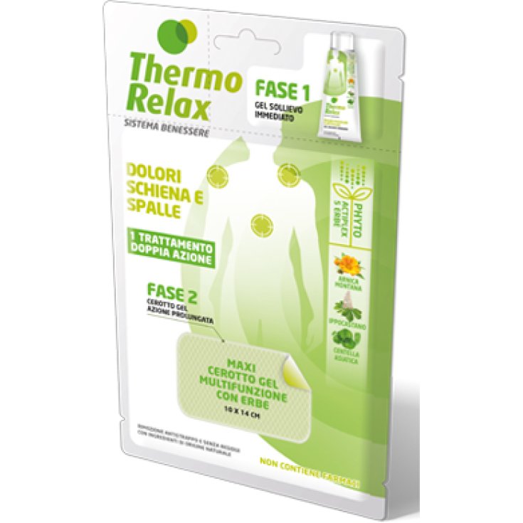 Thermo Relax Wellness System Traitement des Douleurs du Dos et des Epaules Double Action Gel Soulagement Immédiat + Maxi Patch Gel Multifonctionnel Aux Herbes 1 Traitement