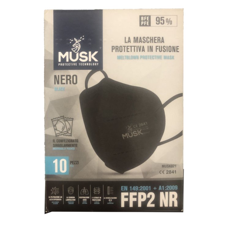 Musk Semimaschera FFP2 Nera, 10 Pezzi