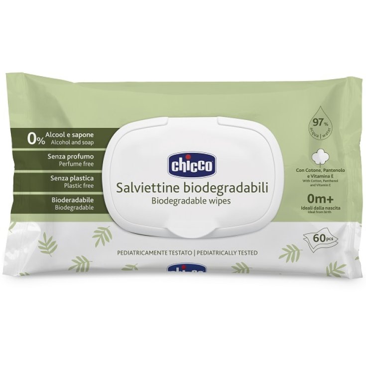 Chicco Salviette Bio Biodegradabili per Neonati, 60 Pezzi