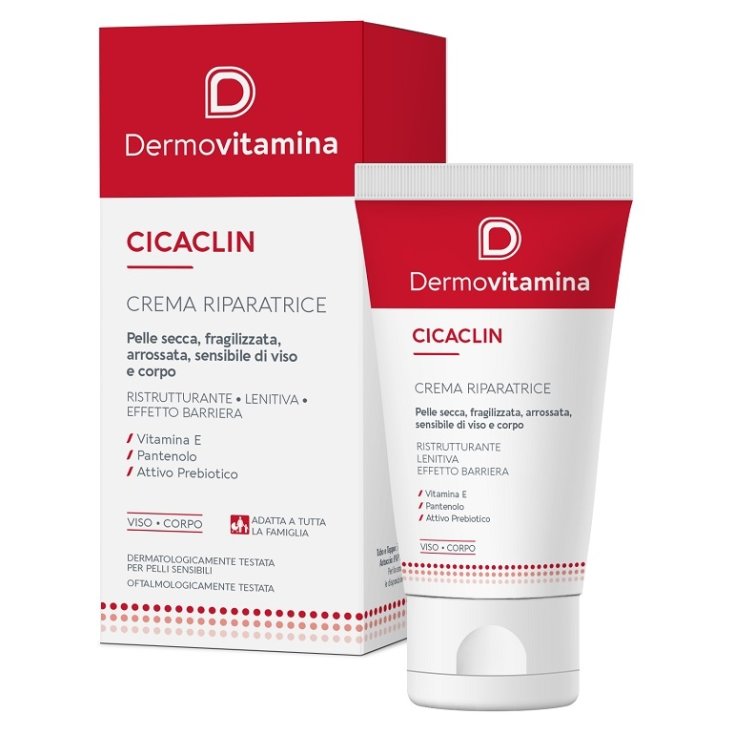 Dermovitamina Cicaclin Crema Riparatrice Viso e Corpo Pelle Secca 50ml