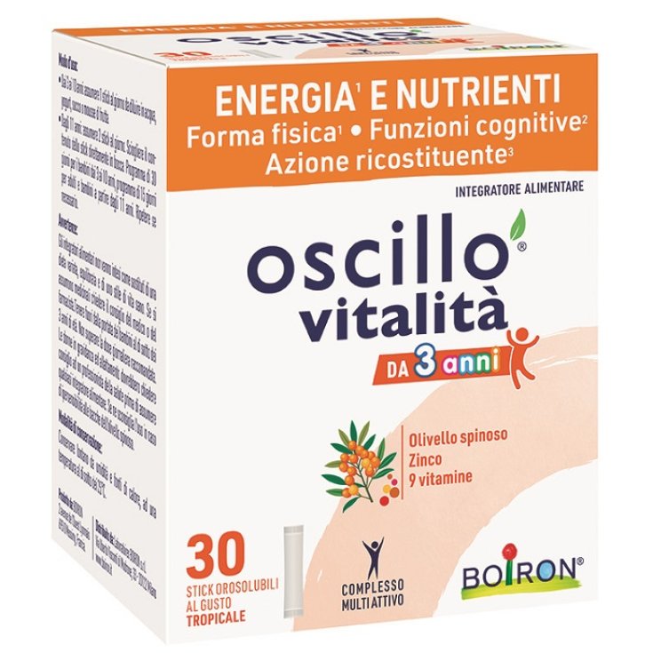 Boiron Oscillo Vitalit&agrave; 3+ Integratore per Bambini e Adulti, 30 Stick