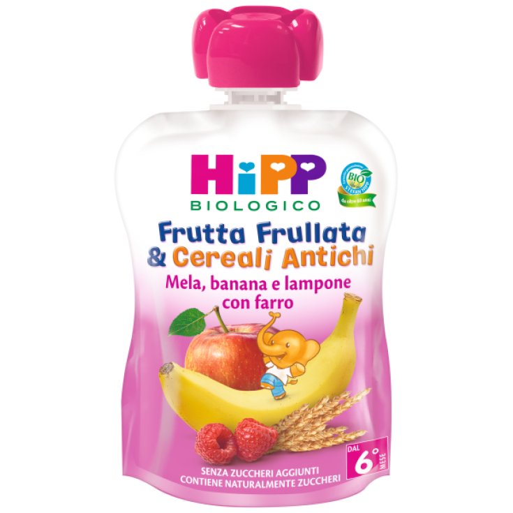 HiPP Fruit Smoothie & Ancient Cereals Pomme Banane Framboise 90g