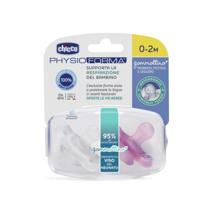 PhysioForma 0-2M Rose Sucette Silicone CHICCO 2 Sucettes