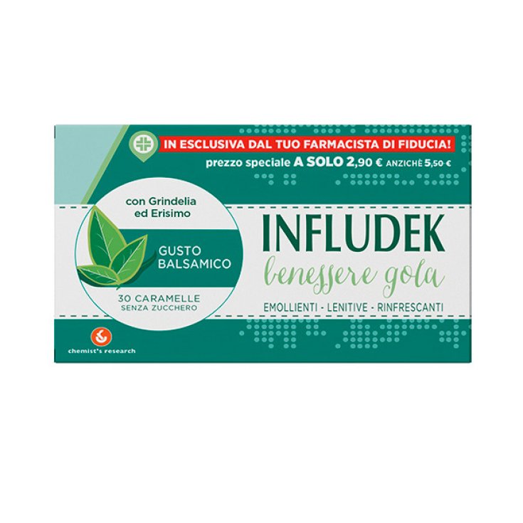 Infludek Wellbeing Throat Chemist's Research 30 bonbons au goût balsamique