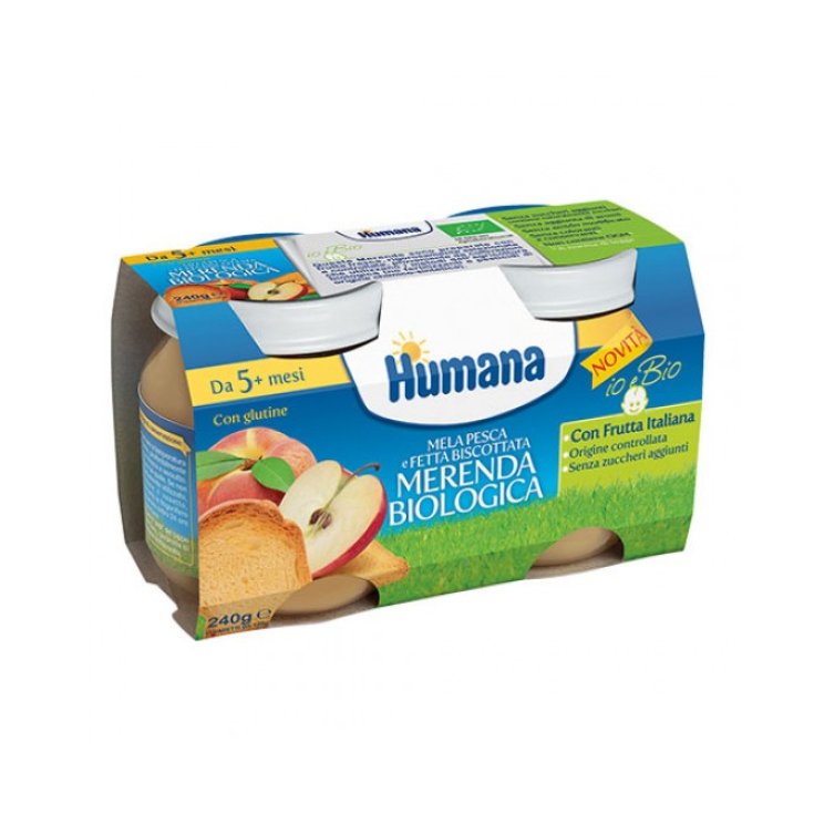 Humana Bio Snack Pomme Pêche Biscottes 2x120g