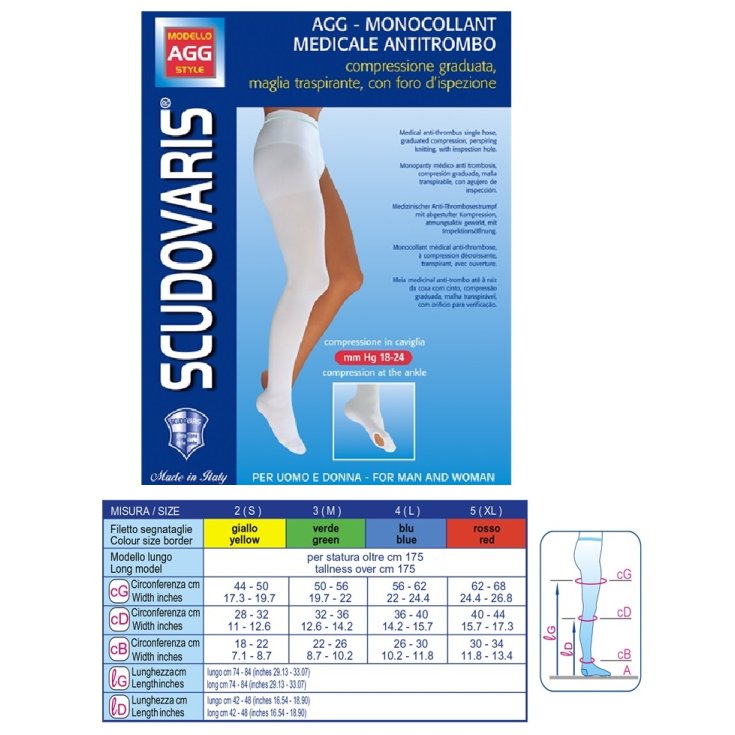 Monocollant Médical Antithrombo Scudovaris Droit Long Taille 3