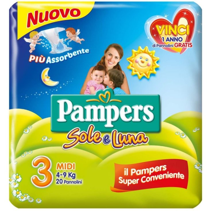 Pampers Sole & Luna Taille 3 MIDI (4-9Kg) 20 Couches