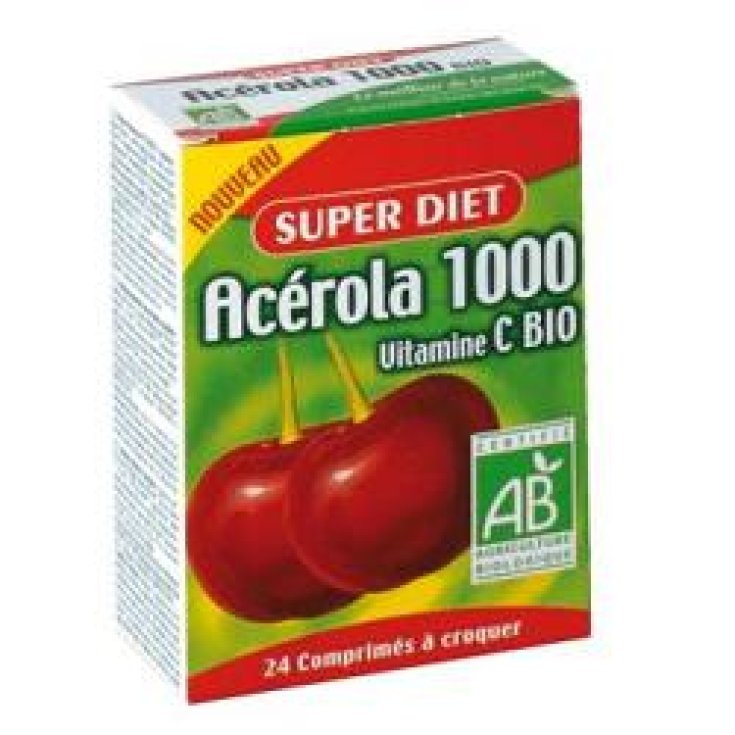 Superdiet Acérola 1000 Bio Avec Vitamine C D'Origine Naturelle 24 Comprimés