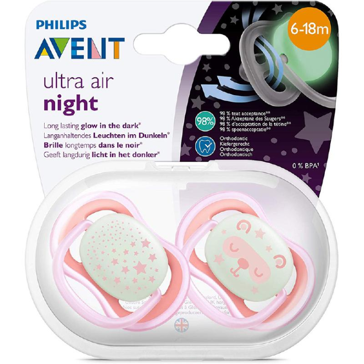 Ultra Air Nuit 6-18m Avent 2 Sucettes Rose
