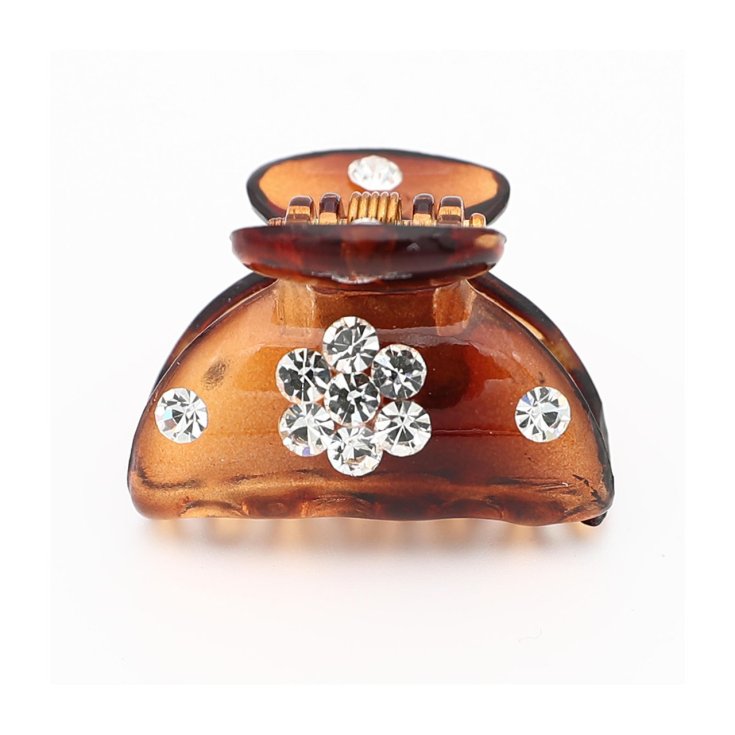 Pince à Épiler Petites Fleurs Et Strass Marron Idée Beauté 1 Pièce
