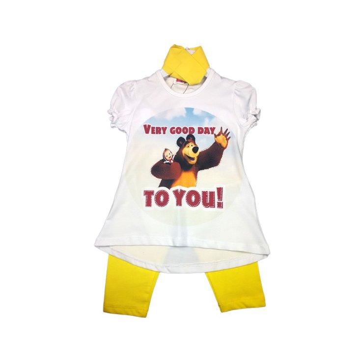 Ensemble t-shirt legging bébé fille Masha et l'ours jaune 5A