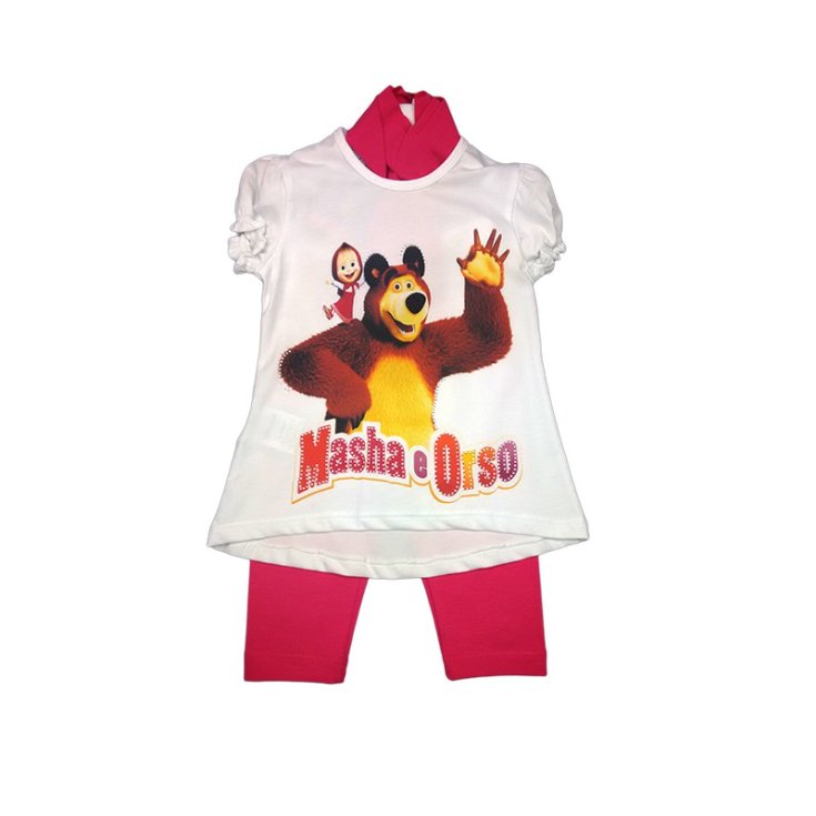 Ensemble t-shirt legging bébé fille fushia 2A Macha et l'ours