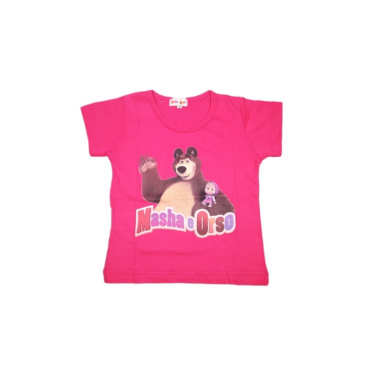 Tee-shirt t-shirt bébé fille Masha et l'ours fuchsia 7A