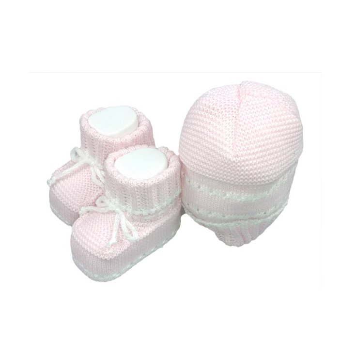 Ensemble 2pcs chapeau chapeau coton chaussures La Rocca bébé fille rose TU