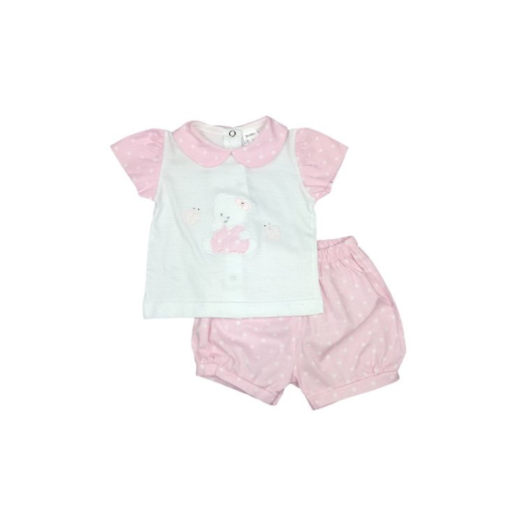 Ensemble t-shirt short bébé fille Birillini rose 6 m