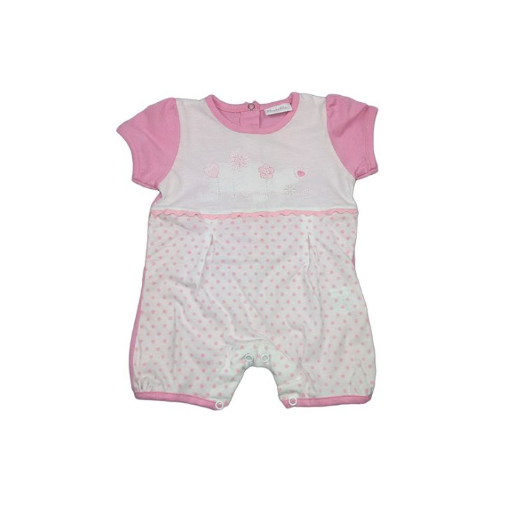 Barboteuse bébé fille demi manche blanc rose Pastel 9 -12 m