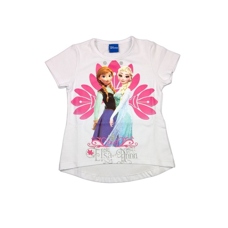 T-shirt tricot coton élastique bébé fille Disney Frozen blanc 7A