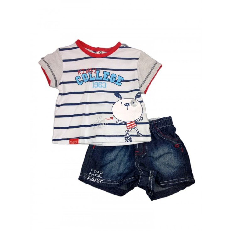 Ensemble 2pcs short en jersey bébé garçon manches mi-longues Yatsi jeans blanc 6 m