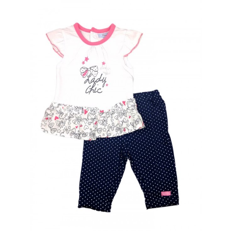 Ensemble 2pcs débardeur leggings bébé fille sans manches à volants Yatsi blanc bleu 6 m