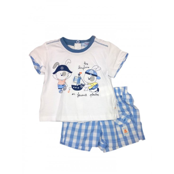 Lot de 2 t-shirts à manches courtes pour nouveau-né garçon Yatsi blanc ciel 3 m