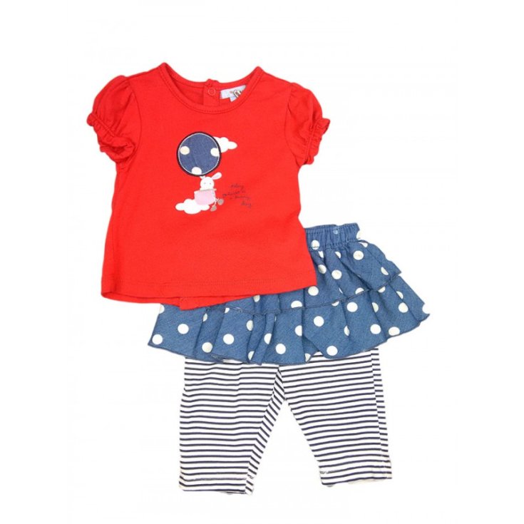 Ensemble 2pcs jupe tricotée avec leggings bébé fille demi manche avec volant Yatsi jeans rouge 6 m