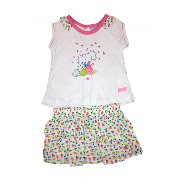 Jupe complète 2pcs débardeur bébé fille sans manches à volants Yatsi blanc fantaisie 6 m