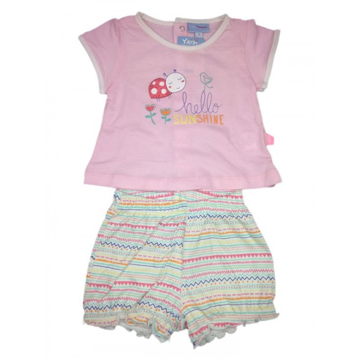 Ensemble 2pcs short jersey bébé fille manches mi-longues Yatsi rose fantaisie 1 m