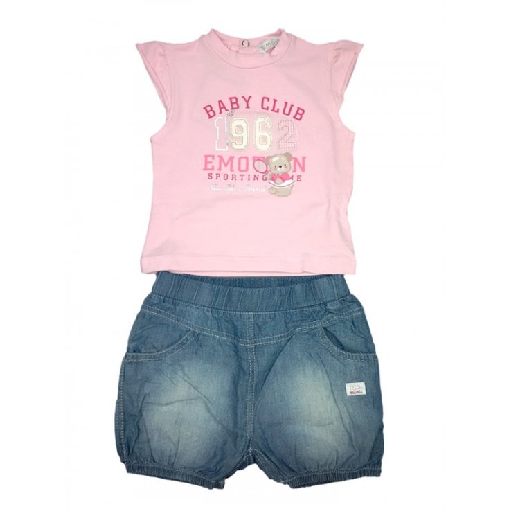 Ensemble 2pcs débardeur en tricot short à volants bébé fille sans manches TdM mini jeans rose 6 - 9 m
