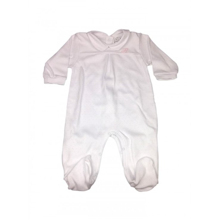 Grenouillère en coton bébé fille à pois blanc et rose Rapife 6 m