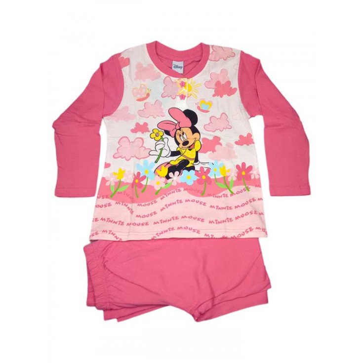 Pyjama tricot t-shirt pantalon bébé fille Disney Minnie blanc rose fuchsia 6A