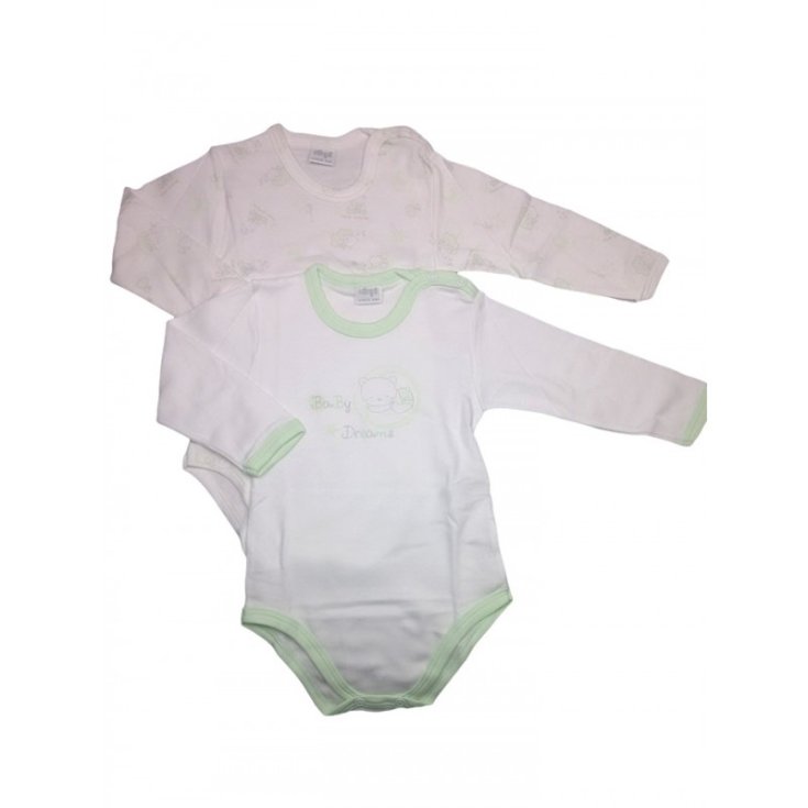 Lot de 2 sous-vêtements bébé fille body nouveau-né bébé manches longues Ellepi blanc vert 12 m