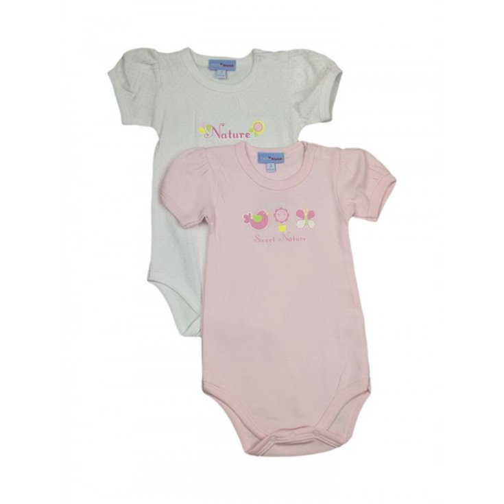 Lot de 2 body sous-vêtement bébé fille demi manche Yatsi blanc rose 3 m