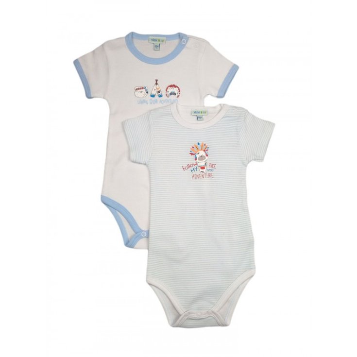 Lot de 2 sous-vêtements bébé garçon demi manche Yatsi blanc ciel 12 m