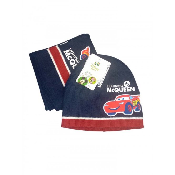Ensemble 2pcs bonnet et écharpe bébé garçon voitures bleues 12-36 mois