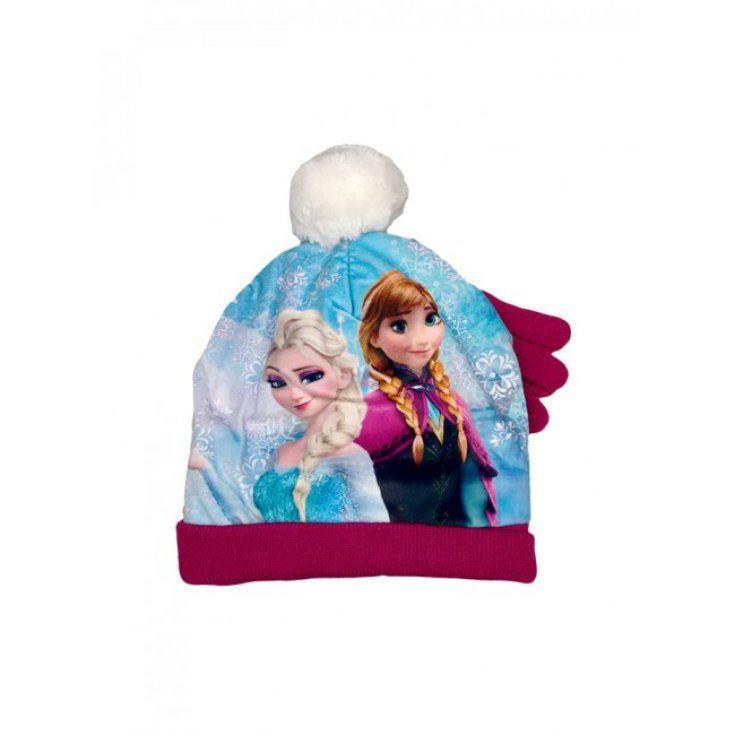 Lot 2pcs bonnet bonnet pompon gants bébé fille Disney Frozen prune taille 52
