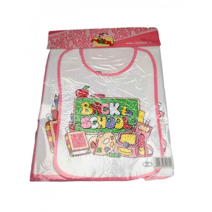 Ensemble maternelle 3 pièces bavoir + set de table + sac bébé Roby rose bébé TU