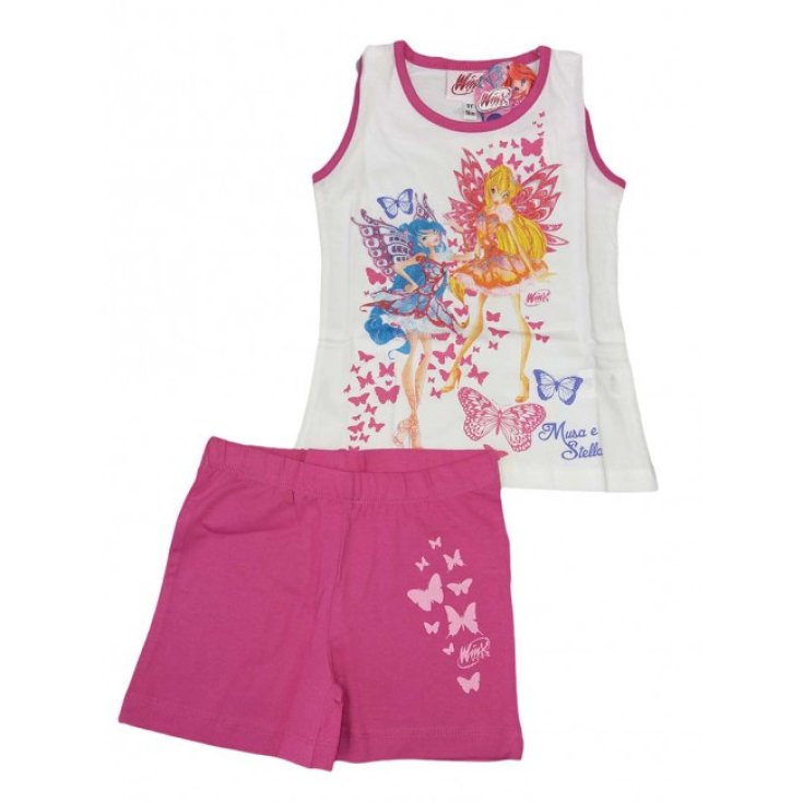 Ensemble 2pcs T-shirt débardeur coton bébé fille Winx fuchsia 3A