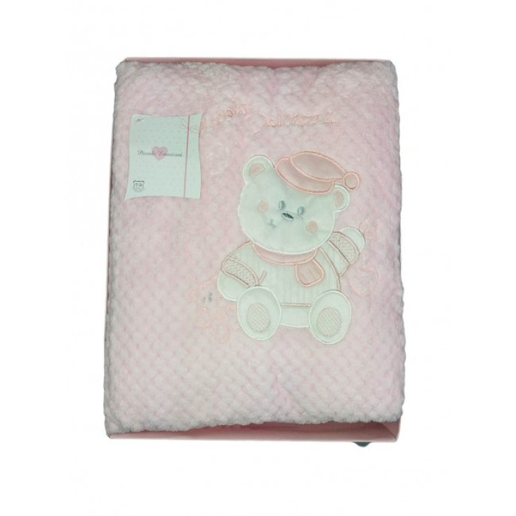 Housse de couverture T&R lit bébé berceau bimbanneonato rose ours broderie TU