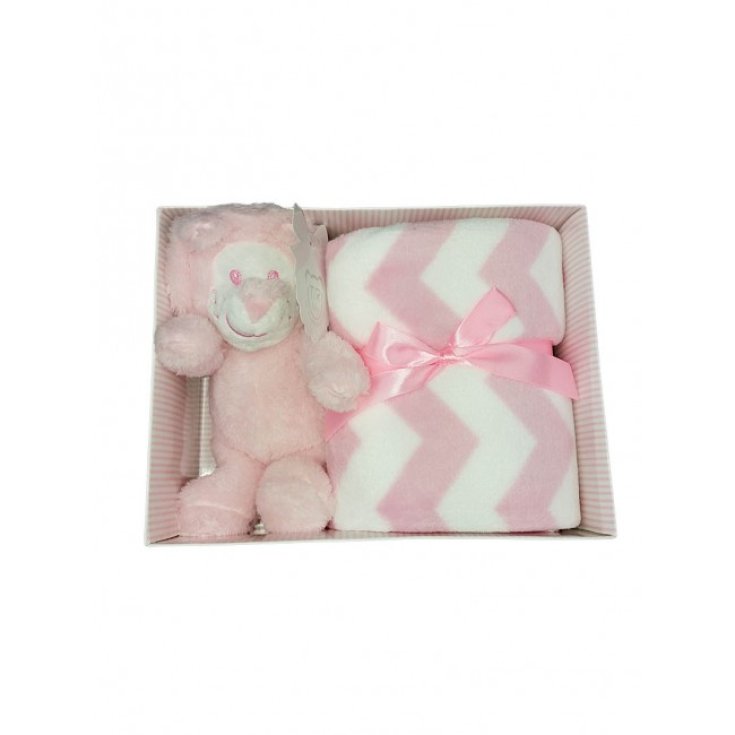 Ensemble 2pcs coffret cadeau couverture couverture berceau landau lignes avec T & R rose bébé fille en peluche TU