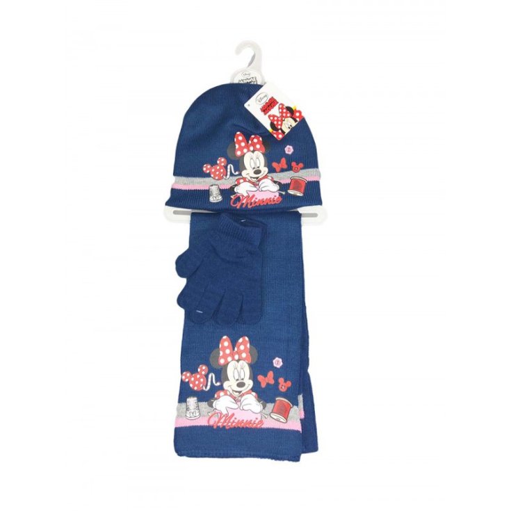 Lot de 3 bonnets bonnet écharpe gants Disney bébé Minnie bleu taille 54
